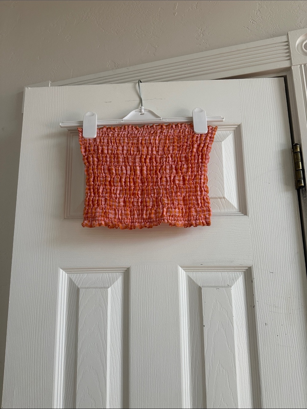 Altar'd State Girls Smocked Tube Top in Coral Orange